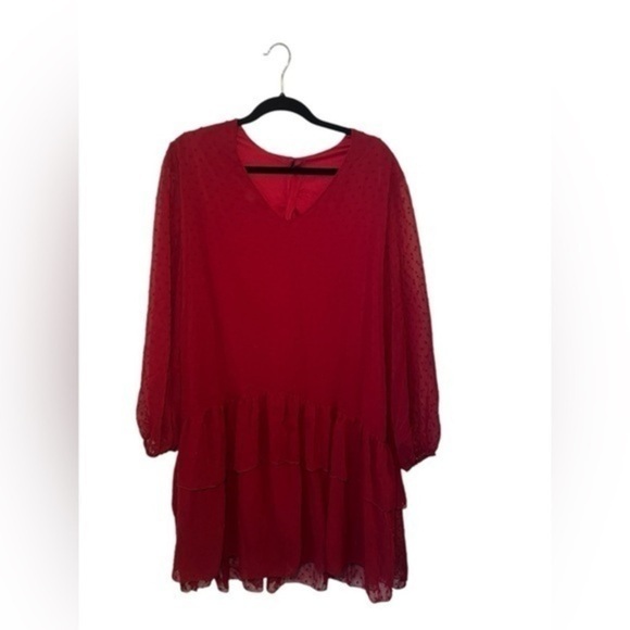 Red dotted tiered dress - Picture 1 of 4